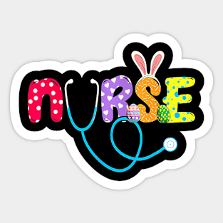 Stethoscope  Nurse Life Easter Day Cute Bunny With Eggs Sticker